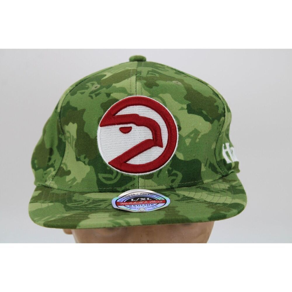 Mitchell & Ness Nba Tonal Camo Stretch Fitted HWC HAWKS Ball Cap L/XL New
